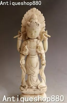  14  China Taoism Old Jade Carving 6 Arms Kwan-yin Guan Quan Yin Guanyin Statue • $699