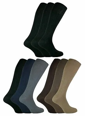 Mens Extra Long 100% Soft Cotton Knee High Socks UK Size 6-11 EU 39-45 US 7-12  • £6.99