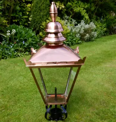£220 • Buy Copper Finish Vintage Victorian Garden Street Post Lantern Lamp Top Glass Light