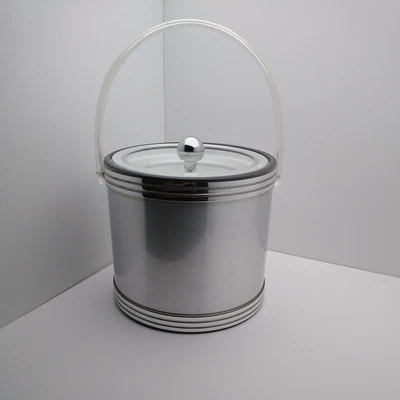 $20 • Buy Vintage Georges Briard Silver Ice Bucket Clear With Lucite Handle And Lid