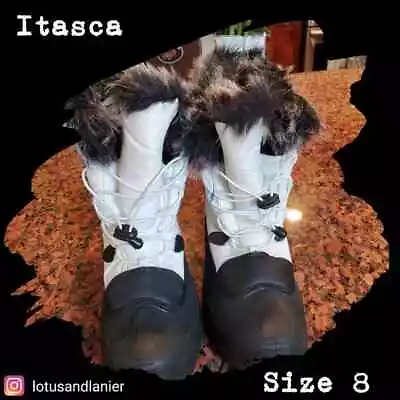 Itasca Black/ White Fur Trimmed Boots NWOT Sz 8 • $39