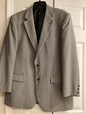 $50 • Buy Alan Flusser  Black & Gray Houndstooth Blazer Sport Coat Jacket~All Weather~44L