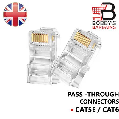 £0.99 • Buy Rj45 Cable Network Ethernet Connector Cat6 Cat5e Plug Adapter Pass Through Lot