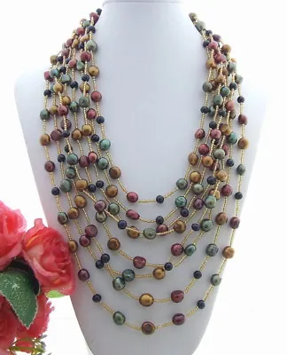 20   8 Rows Multi Color Pearl Necklace • £25.67