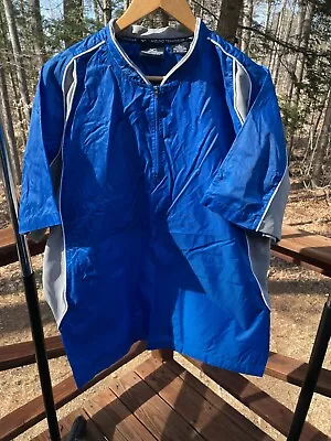 Mizuno Men's L Nylon Breathable Liner S/S 1/4 Zip Running Blue Wind Shirt Jacket • $20.46