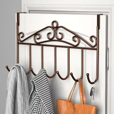 Over Door Metal Hanger Bracket 7 Hooks Towel Hat Coat Hooks Iron Hook Ra XK • £7.64