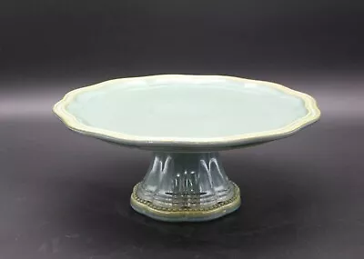 Roscher Green Hobnail Pedestal Round Cake Stand • $25