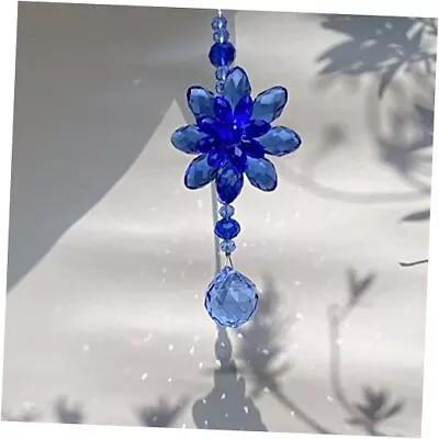 20mm Crystal Ball Prisms Flower Suncatcher Hanging Car Rear View Mirror Blue • £20.80