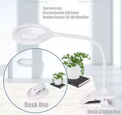 Desk Clamp Magnifier Rechargeable Lamp (QS206) Jewelry 5X 10X Magnifying 3132 • $39.95