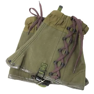 Italian Military Gaiters Canvas Nylon Upper Leather Trim Made In Italy • $16.99
