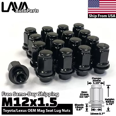 24x XL Black 12x1.5 OEM Mag/Flat Seat Lug Nut Fit Toyota Lexus Mitsubishi • $29.99