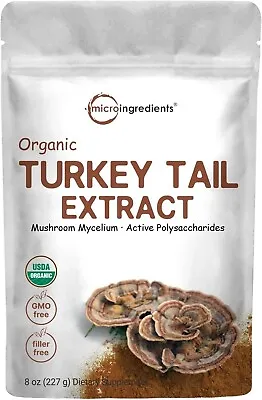 Micro Ingredients 8oz Organic Turkey Tail Mushroom Powder - Immune Support-L7.45 • $17.99