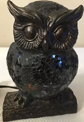 VTG Tiffany Style Mosaic Stained Glass Owl Table Lamp Night Light  6.5  EUC • $49.99
