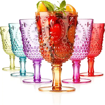 Muldale Acrylic Wine Glasses - Plastic Goblets 450ml Boho Reusable - Set Of 6 • £26.26