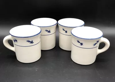 H L C Vintage Coffee Cup U.S.A. White With Blue Stripe LL Bean Rare Set Of 4 • $40