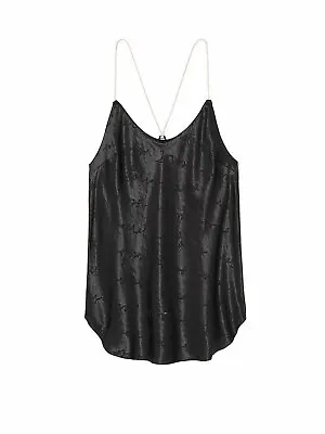 Victoria's Secret Satin Racerback Cami Pajama Top Color Black New • $34.99