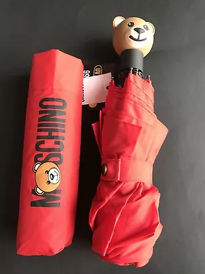 NWT Moschino Bear Retractable Umbrella In Red Color With UV Protection • $99