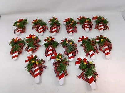 Group Of 15 Vera Wood Wrapped In Velvet Christmas Candy Cane Napkin Rings • $29.99