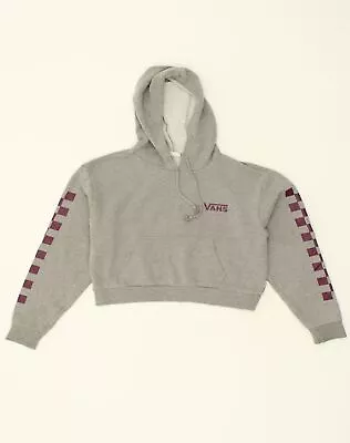 VANS Womens Oversized Crop Hoodie Jumper UK 6 XS Grey Cotton FK06 • £13.92