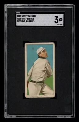 1909-11 T206 Set-Break Chief Bender Pitching No Trees Sweet Caporal SGC 3 VG • $69