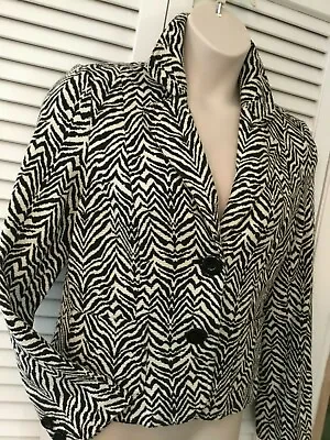 Large ECI NEW YORK Zebra-Stripe Blazer Jacket Black/White Animal Print M847R3 • $14.50