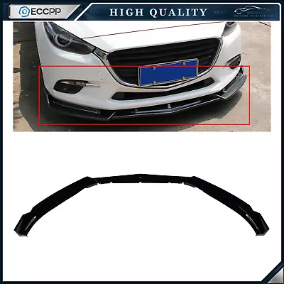 $39.95 • Buy For 2014-2018 Mazda 3 Painted Black Front Bumper Body Kit Lip 3PCS