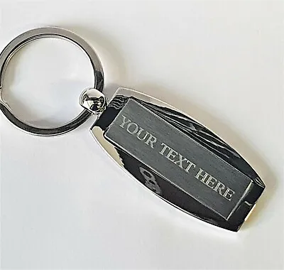 £0.99 • Buy Engraved Heavy Duty Chrome Personalised Keyring Gift Fob Chain Keys Keyrings SS5