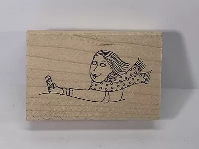 Inky Antics LADY DRIVING CAR Wood Mount Rubber Stamp Unused • $3.99