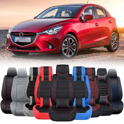 $138.98 • Buy Deluxe Leather Car Seat Covers 2/5-Seats Cushion For Mazda 2 34 5 6 7 CX-5 CX-7