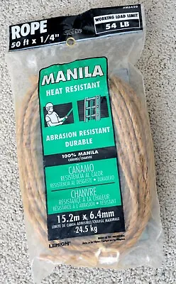 50 Feet - 100% Manila Rope - Heat Resistant Made Of Abaca Fiber  • $15.50