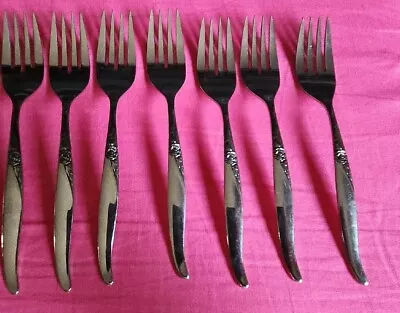 7 Oneida LA ROSE WM A Rogers SALAD FORKS Stainless Flatware • $19.99