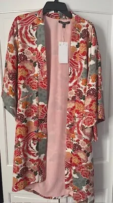 ZARA  Kimono Jacket/Duster  Open Front  Size L/XL   Floral/multicolor  NWT • $88