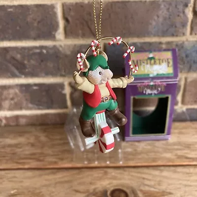 Mistletoe Magic Ornament Mouse Elf Juggling Candy Canes On Peppermint Unicycle • $12.99