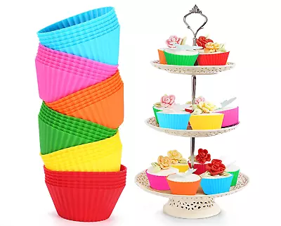 36Pcs Silicone Baking Cups Kutsinta Molder Cupcake Liners Muffin Molds Multicolr • $14.99