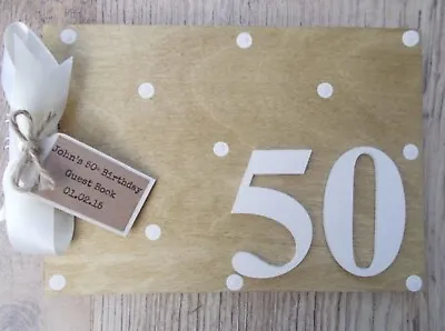 £17.95 • Buy Personalised 50th Birthday Memories Wooden Scrapbook Photo Album Guest Book Gift