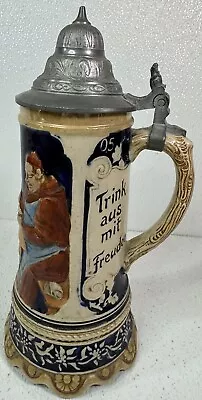 Vintage Hand Painted Reinhold Merkelbach Pewter Lid Beer Stein GRM - Germany • $85.50