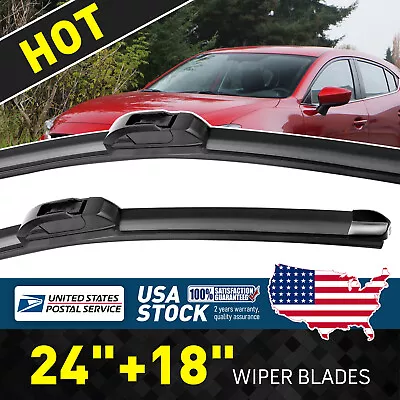 24  &18  Front Bracketless Windshield Wiper Blades Fit For 2009-2017 Mazda 6 • $13.09