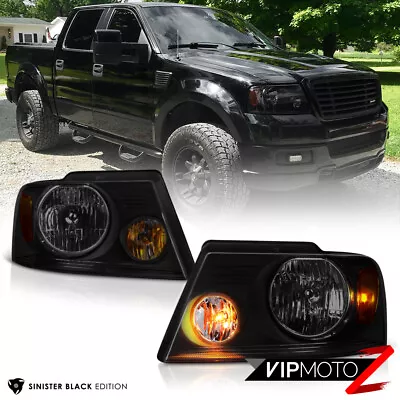 2004-2008 Ford F150  SINISTER BLACK  Smoke Head Lights Headlamps PAIR Assembly • $92.49