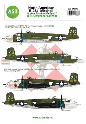 ASKD48043 1:48 ASK/Art Scale Decals - B-25J Mitchell Part 7 - Dogface Squadron • $28.64