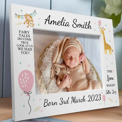 Personalised Baby Gift Photo Frame Birth Details Nursery Decor Baby Girl Gifts  • £9.99