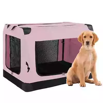 Portable Dog Crate For Medium Or Large Dogs With 3-Door Mesh Mat Collapsible Do • $45.99