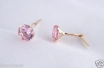 9ct Gold Andralok 5mm Round PINK CZ Studs Earrings Girls Mothers X'mas GIFT BOX • £19.99