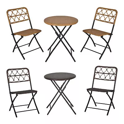 3 PCS Foldable Rattan Wicker Bistro Set Coffee Table And Chairs • $139.99