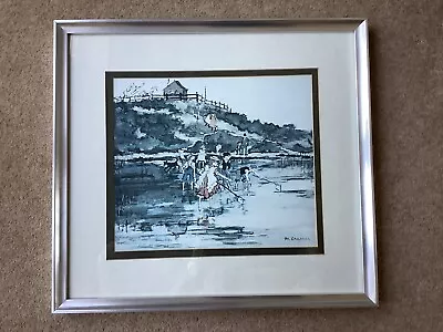 Framed  Margaret Chapman Print 'Low Water Fishing' Children With Nets 43 X 39cm • £9.99