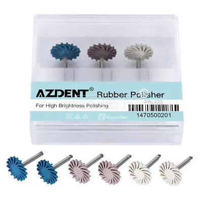 6pcs Dental Diamond System Disc Wheel Rubber Polisher Polishing 14mm RA AZDENT • $13.79