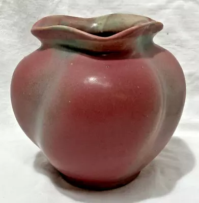 Vintage Brush- McCoy Glo-Art Pottery Vase - Rose Pink & Bluegreen 5 1/2” Tall • $23