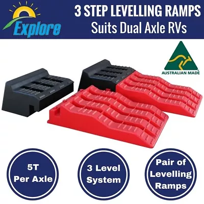 Explore Caravan Levelling Ramps For Single & Dual / Tandem Axle Wheel Level CVL2 • $74.95