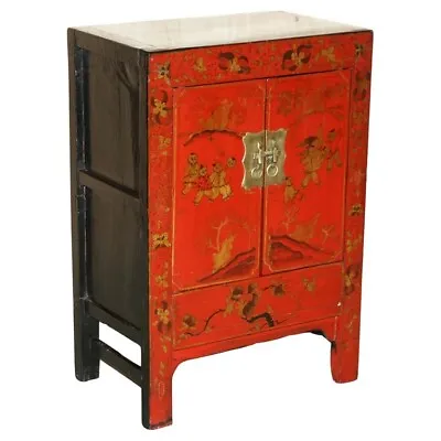 Fine Oriental Antique Chinese Hand Painted Lacquered Large Side Table Cupboard • $2178.93
