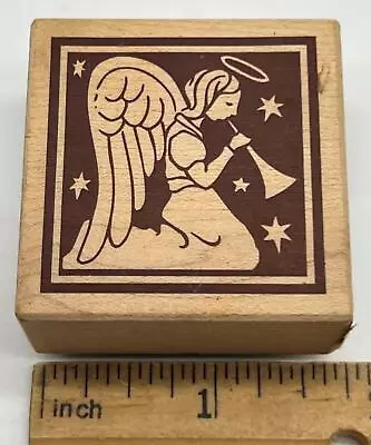 Stampa Rosa Rubber Stamp ANGEL Playing Horn MUSIC INSTRUMENT C REN-T077 • $5.95