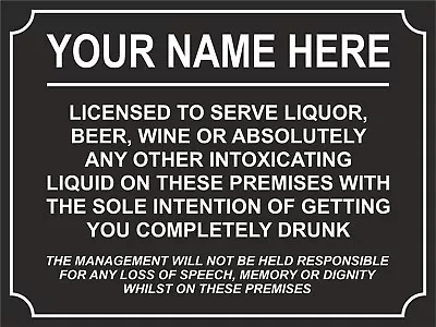 £4.95 • Buy Bar Sign, Funny Personalised, Home Pub, Man Cave, Shed, Garage - Metal Plaque
